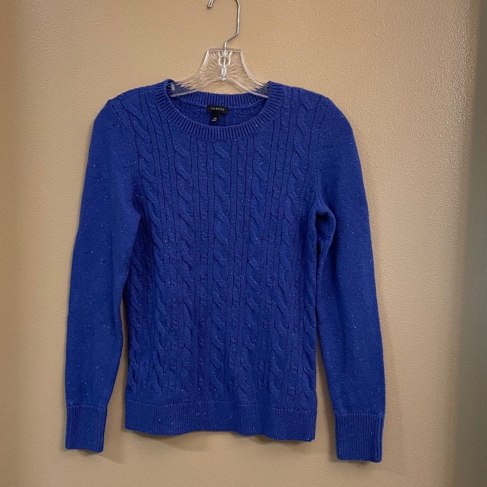 Talbots - Royal Blue Soft Cable Knit Crewneck Sweater.